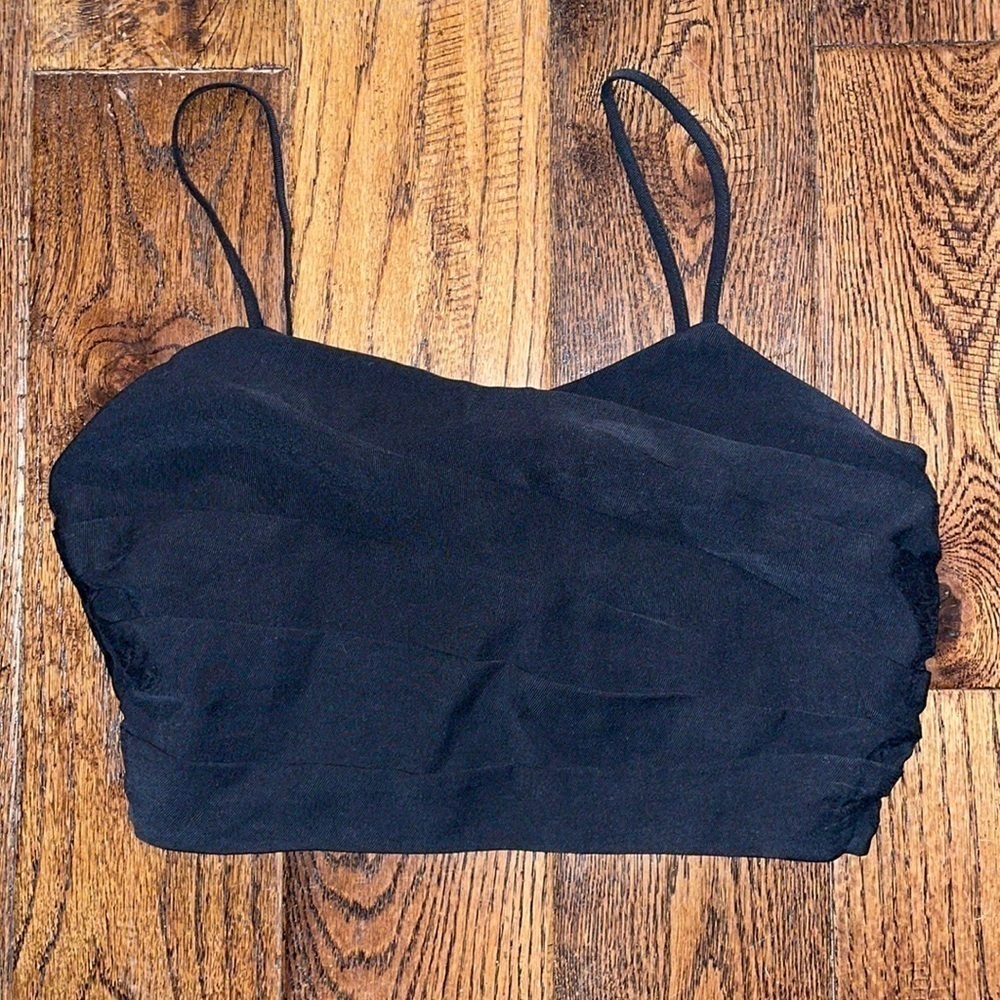 Open Edit Black Square Crop Top
